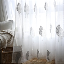 New cotton linen embroidered towel embroidered leaves Nordic style Living room Bedroom Curtain Window Veil to be Hangzhou installable