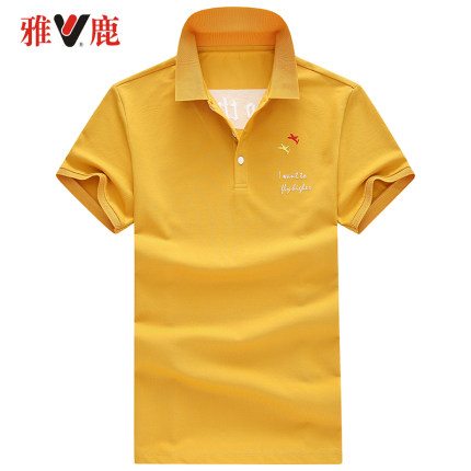 yaloo/雅鹿夏季新款短袖T恤男修身翻领时尚休闲刺绣polo衫潮