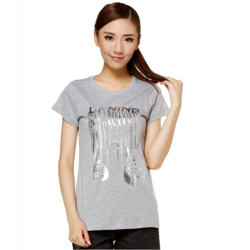 Li Ning ngắn tay nữ mùa hè mới cổ tròn Slim thể thao ngắn tay in áo thun thể thao QG áo thun lạnh nam adidas
