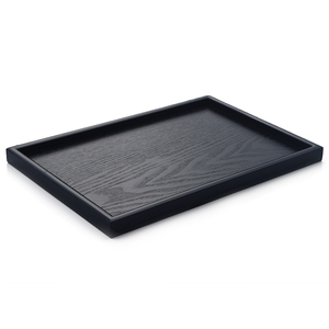 Japanese-Style Black Wooden Tray Rectangular Solid Wood Plate Plate Serving Food Plate Tea Tray Water Cup Tray Retro Res