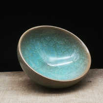 Song Dynasty official kiln jade borneol pattern chicken heart cup antique teacup antique porcelain tea set collection folk old objects ornaments