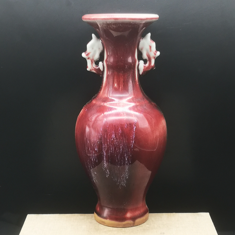 中国古美術・旧蔵品 宋代 官窑 双凤耳瓶・冰裂纹・青灰釉・花瓶・置物・茶道・文房 中国古美術・旧蔵品 宋代 官窑 双凤耳瓶・冰裂纹・青灰釉・花瓶