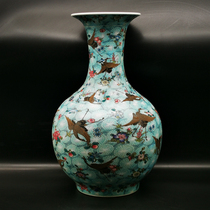 Yongzheng Year Pastel Heavy Industry Hundred Crane Picture Luminous Porcelain Appreciation Bottle Antiques Antiques Old Goods Old Objects Collection Ornaments