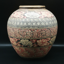 Song Dynasty Jizhou kiln hand-painted bucket color entwined branches lotus leaves old jar antique antique porcelain folk old objects collection ornaments