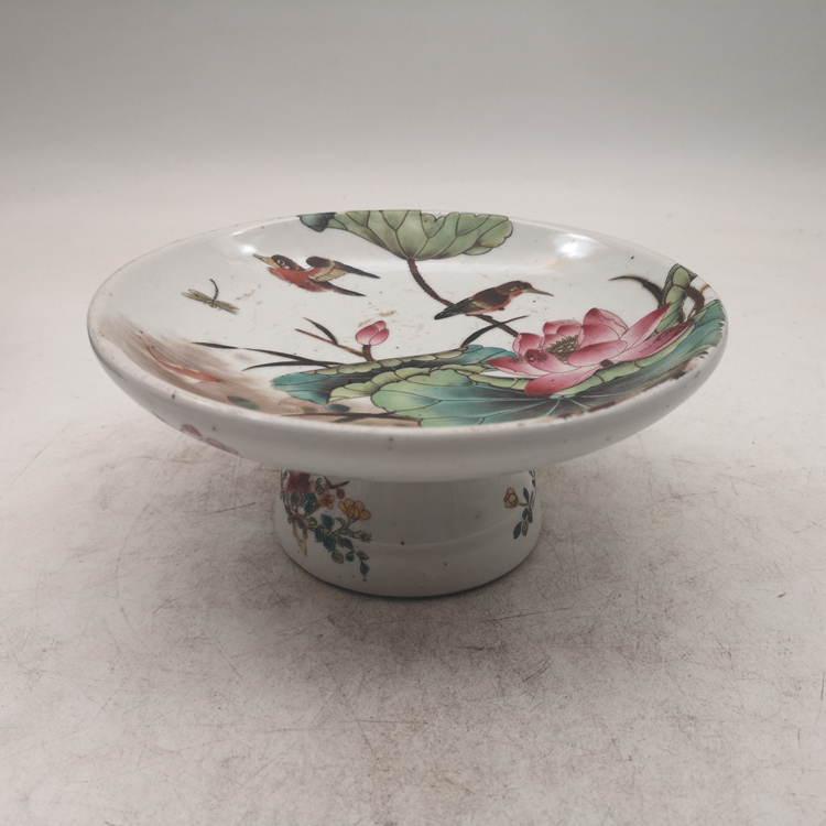 The Qing Tongzhi Pink House and the Masterpiece Water Fruit Pot Tea Tray Ancient Play Porcelain Antique Collection Home Swing Accessories old stock