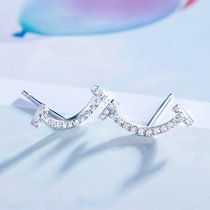 Joy Drilling Diamond Earrings Female White 18K Gold Rose Gold Diamond Earrings With Smiles Diamond Earrings Brief Earrings