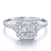 Joy Drilling Terra Diamond Ring Female White 18K Gold Full Drill Group Inlaid Female Ring True Drill