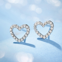 Joy Drilling Diamond Earnail Female Real Drill Heart-shaped Ear Button Fashion White 18K Gold 20 Brick Stone Ear Accessories Gift