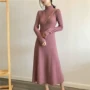 Retro cao cổ buổi tối gió mới mùa thu giảm béo chic dress hoang dã slim slimming eo A-line dress váy dài