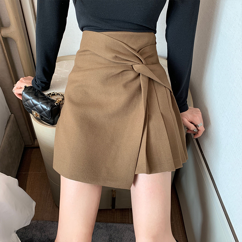 Short skirt 2021 new fashion irregular skirt spring and autumn women's high waist thin temperament A- shaped bag hip pants skirt