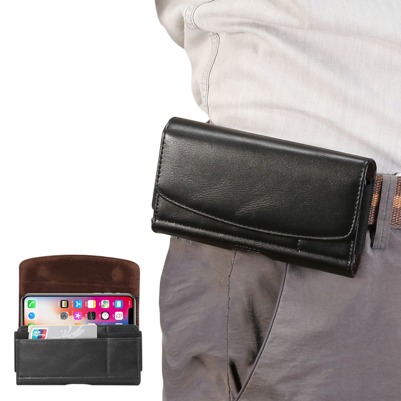 Wearing strap mobile phone bag hanging waist cross section 4 7 inch 5 8 inch 6 5 inch Universal purse leather sleeve leather bag male elderly