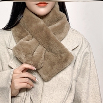 Winter furry scarf thickened warm winter plush velvet scarf solid color all-match clothes 2022 net red winter style