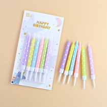 Net Red Printed Wave Dot Color Cartoon Birthday Candles Ins wind dress Props Sweet baking Decorative Items
