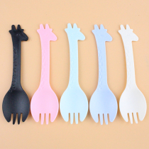Fruit Fork Disposable Cartoon Fruit Fork Creative Children Refreshments Cake Fork Cute Little Deer Fork Cutlery