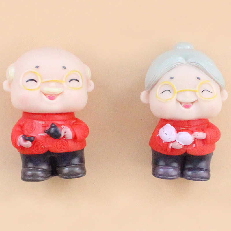 Creative birthday cake decoration birthday red dress grandpa grandma doll decoration birthday feast festive dress
