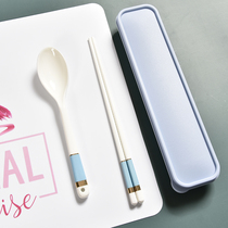 Portable tableware Ceramic chopsticks spoon three-piece set good-looking cute light luxury ins Net red shaking pitch Yan value Nordic