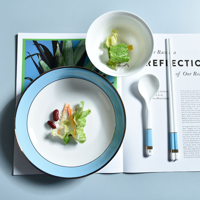 Cutlery One food Ceramic Bone China Porcelain Bowl Tray Spoon Chopstick Suit Creative Light Extravaganza Red Strawberry Ancestral Mother Green Phnom Penh Upscale