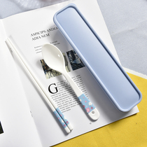 Portable tableware Ceramic spoon Chopsticks Single pack light luxury net red ins Creative cute work students high face value