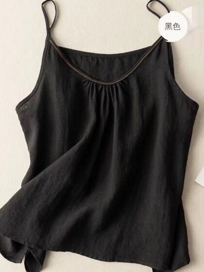 夏季纯棉吊带背心女装棉麻纯色打底外穿文艺复古薄款宽松内搭上衣