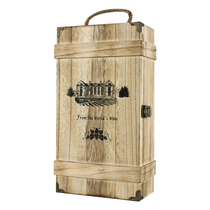 Red wine wooden gift box Double-pack solid wood wine gift box Retro 2 bottles of red wine wooden box