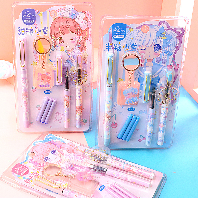 Creative dazzling streaming sand pen unicorn little fresh and cute shake-up, red fairy magic wand sets just pen