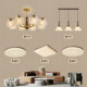 French Mid-Century Style Living Room Chandelier with Petal Design, Light Luxury, High-End Vintage Walnut Wood Grain, Whole House Package Lighting Fixtures
