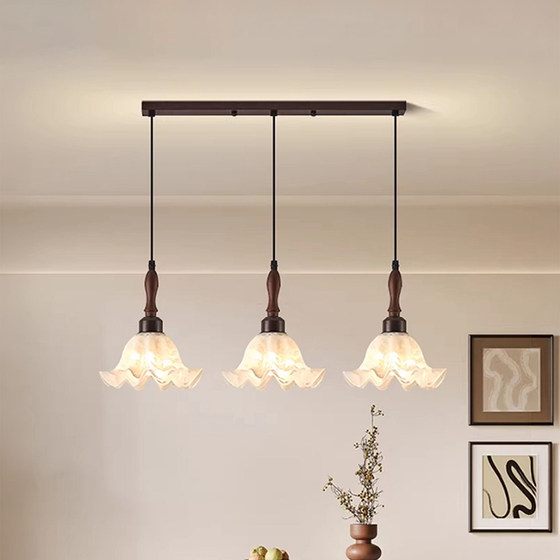 French Retro Living Room Chandelier, Vintage American Country Style Floral Glass Dining Room Simple Bedroom Lighting Fixtures