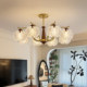 American Retro Living Room Chandelier, New Model, Solid Wood Eye-Protection Ice Crystal Creative Chandelier, Vintage Light Luxury Bedroom Lamp, Dining Room Lamp