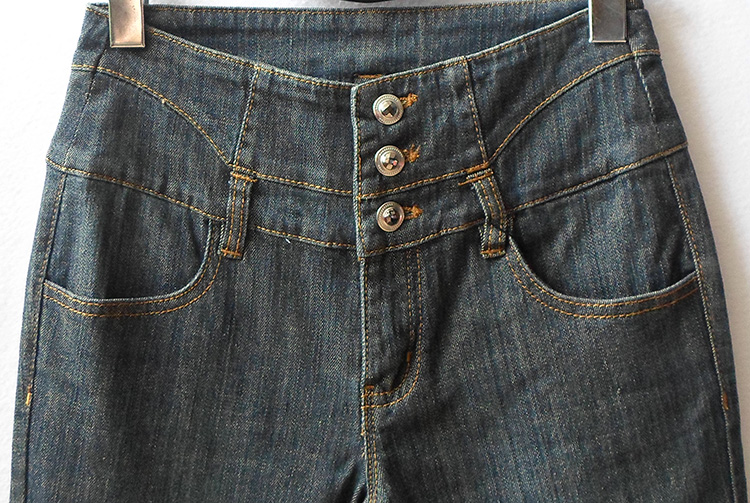 Một nửa giá gió quốc gia thêu thêu mùa thu và quần jeans nữ eo cao quần denim cỡ lớn cộng với nhung 2018 quần bò nữ