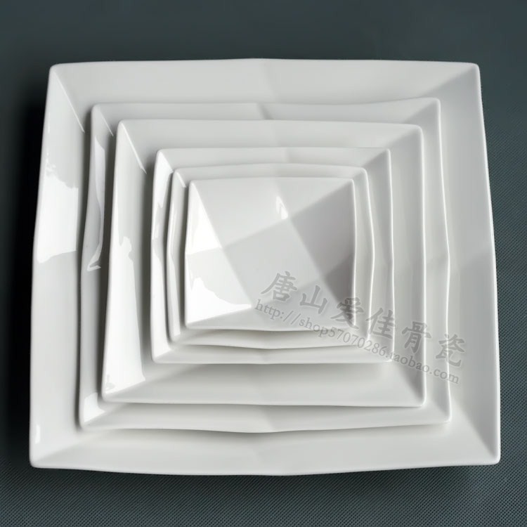 4 5 6 10 12-inch origami plate plate Tangshan high-end hotel with pure white bone china tableware