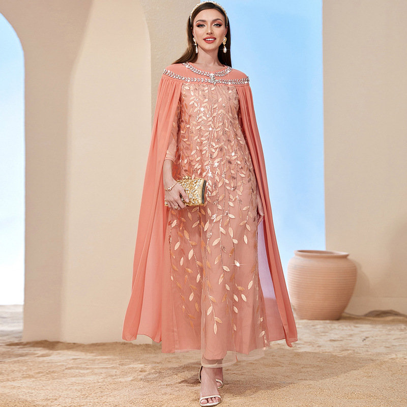 Summer Women's Leaf Sequin Chiffon Cape Mesh Dress Gorgeous Gown Photo Shoot Dress Sequin Dress Summer Women's Leaf Sequin Chiffon Cape Mesh Dress Gorgeous Gown Photo Shoot Dress Sequin Dress