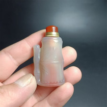 H15 non-red agate bamboo shape snuff bottle natural handmade