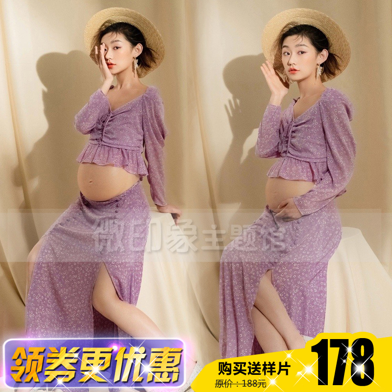 2168 new pregnant women photos of the art Little Qing new website Red Purple Broken Flowers Skirt Tide Moms Photo Gallery Art Writing True Themed Clothing