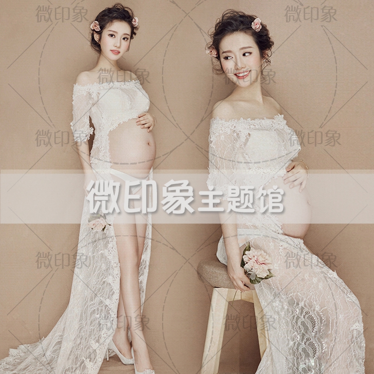 2018 Pregnant Woman Photos Themed Dress Photo Gallery Studio Studio Private Room Big Belly Baby Moms Shooting Sexy Lace Fashion