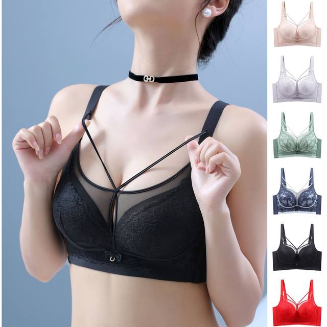 Women with small breasts showing big breasts, push-up bra without wires,  adjustable breast-retracting cross-strap non-magnetic bra