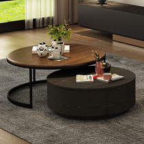 Modern minimalist rock plate round tea table size family living room creative light lavish round tea table Nordic pole minimalist tea table