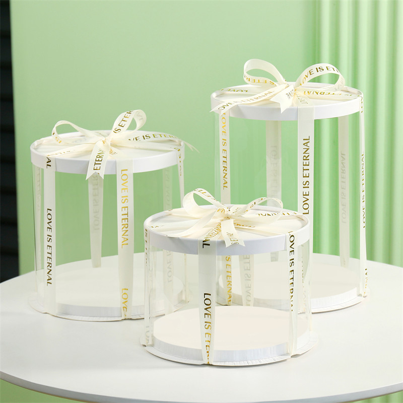 Full transparent round cake box 4 6 8 10 inch single-layer double-layer three-layer four-layer extra high baking box