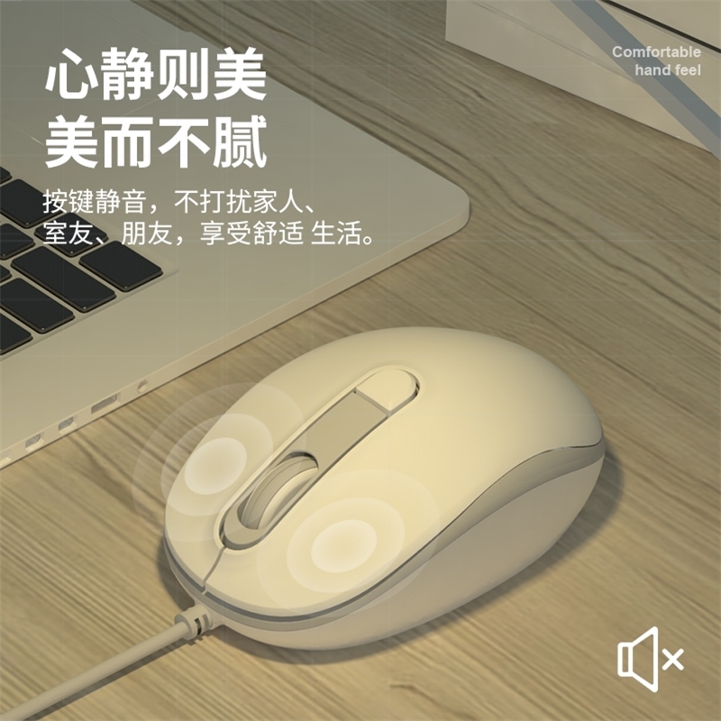 Girls Silent Dell HP Lenovo Universal Small Mouse Wired Office Cute Compact Minimalist Silent Mini