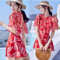 Swimwear women 2021 new sexy meat fashion conjoined Korean ins style Students thin conservative hot spring swimsuit