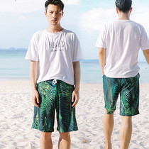 New mens swimming pants beach pants loose flat corner large size quick-drying five-point shorts seaside resort hot spring