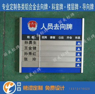 Aluminum alloy go card Staff on the job instructions house number custom paint printed word go card Department card