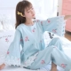 Phụ nữ mang thai Bộ đồ ngủ cotton dài tay mùa xuân và mùa thu cho con bú Bộ đồ cho bé phiên bản Hàn Quốc của thời kỳ mang thai lỏng lẻo có thể mặc bên ngoài bộ jum đẹp