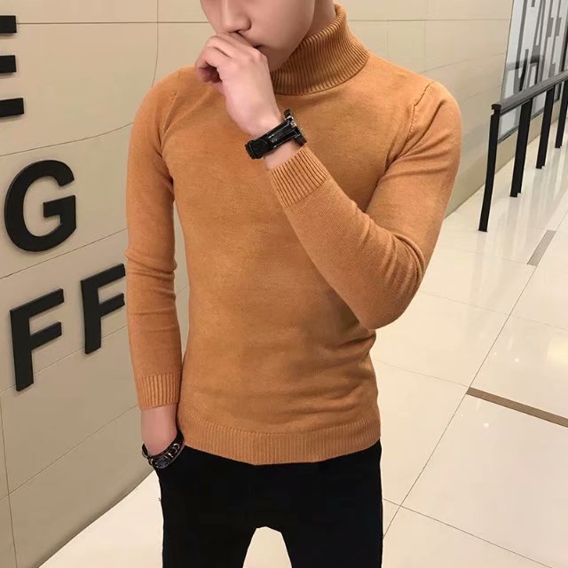 Nhanh tay người đàn ông áo len cao cổ áo len nam dài tay màu đỏ xã hội tinh thần anh chàng bó sát ấm áp áo len đáy áo khoác nam