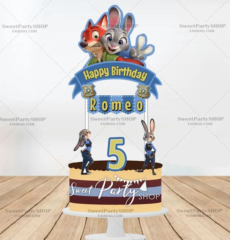 [Zootopia Crazy Animal City Birthday Cake Account Flag] Party Products Birthday P387