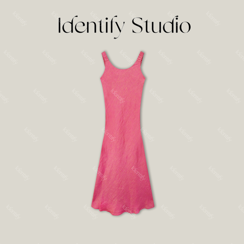 Identify New Summer Holiday Style Elastic Shoulder Strap Yarn-Dyed Hemp Linen Dress 26Ssn060919