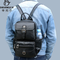 Genuine Leather Small Backpack Double Shoulder Bag Mens Single Shoulder Chest Bag Dual-use Small Size Calf Leather Skew Satchel Multifunction Tourist Packet