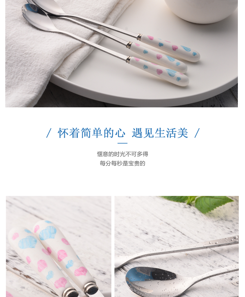 Thép không gỉ khuấy thìa dài xử lý thìa nhỏ muỗng cà phê thìa dài sáng tạo kem tráng miệng mật ong thìa nhỏ - Cà phê cốc uống cafe giữ nhiệt