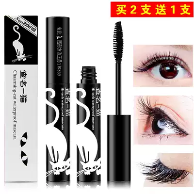 Check the name of a cat spin three-dimensional mascara long-lasting waterproof slender thick curl non-sickness to send eyelash curlers