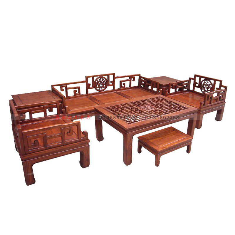 Chinese-style solid wood palace sofa combination seven-piece living room office sofa Arhat bed Ming and Qing antique furniture