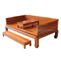 Chinese solid wood carved Arhat bed three-piece Maitreya Tatami leisure sofa guest room bed antique furniture custom